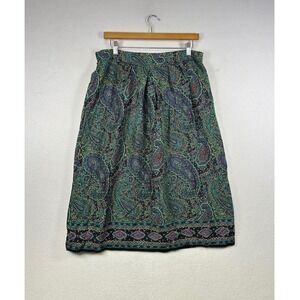 Vintage Greenwich Square Women's Size 16‎ Paisley Print Maxi Skirt Elastic Waist